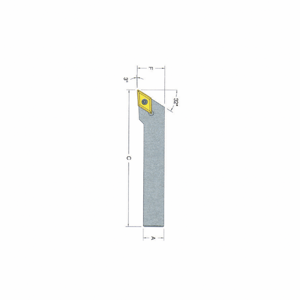 SDJC Type Lathe Tool Holder, 3/8 x 3 1/2 x 1/2"