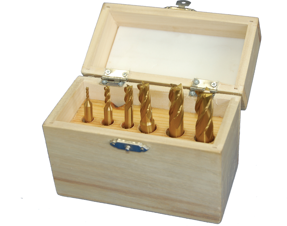 [074-105] Threaded End Mill Set, 6 pc, 2-12mm
